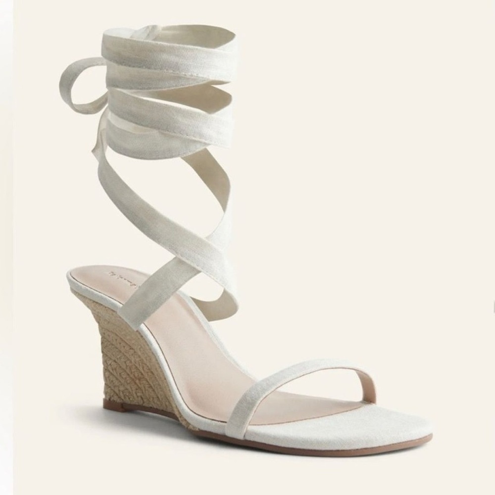 New Reformation Alessa Lace-up Wedge Espadrille Sandals - Picture 7 of 7
